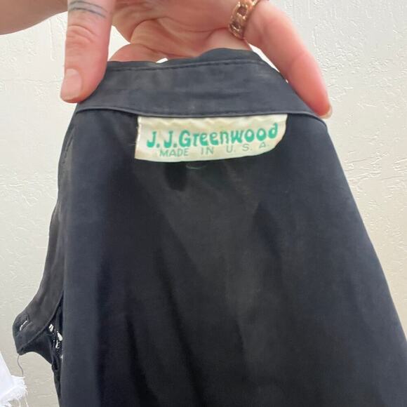 Vintage Black Crochet Fringe Western Style Button Up Top - Picture 7 of 8